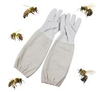 Beekeeper Gloves,Goatskin Beekeeping Gloves,Bee Keepers Gloves for Professionals,Beekeeping Bee Gloves,Sting Proof Bee Gloves,Long Sleeves,With Elastic Cuffs for Beekeeping,Gardening,White,48CM
