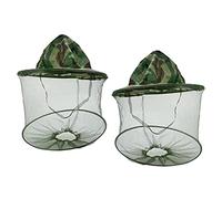 Beekeeper Hat Veil Mask Anti Bee Mosquito Bug Fly Hat Face Protection Equipment with Net Mesh Midge Net for Outdoor Fishing Camouflage 2PCS