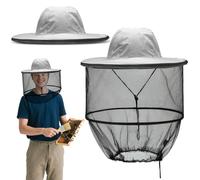 Beekeeper Hat with Veil, Grey Hat with Mosquito Net, Mosquito Net Hat, Mosquito Repellent Clothing Beekeeper Hat for Camping, Hiking, Fishing, Gardening