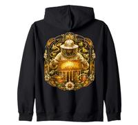Beekeeper Honeycomb Stained Art Zip Hoodie