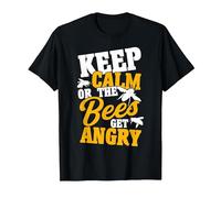 Beekeeper Keep Calm Or The Bees Get Angry Beekeeping T-Shirt, Men, Black, 3X-Large