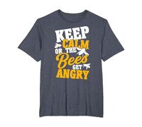 Beekeeper Keep Calm Or The Bees Get Angry Beekeeping T-Shirt, Men's Big and Tall, Heather Blue, 5X Tall