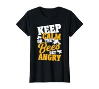 Beekeeper Keep Calm Or The Bees Get Angry Beekeeping T-Shirt, Women, Black, Medium