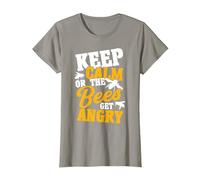 Beekeeper Keep Calm Or The Bees Get Angry Beekeeping T-Shirt, Women, Slate Grey, Medium