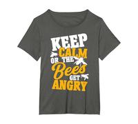 Beekeeper Keep Calm Or The Bees Get Angry Beekeeping T-Shirt, Women's Plus, Asphalt Grey, 6X