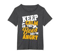 Beekeeper Keep Calm Or The Bees Get Angry Beekeeping T-Shirt, Women's Plus, Dark Heather Grey, 3X