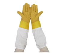 Beekeeper Suit, Beekeeping Gloves Yellow Short Mesh Protective Sleeves Breathable Leather and Cloth Anti Bee Culture Beekeeping Gloves,Never be Stung(XXL)