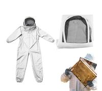 Beekeeping Clothing - Protective Ventilated Suit with Hood | Cotton Blend Full Body Equipment | Lightweight for Professional, Beginner, Men, Women Beekeepers, Apiary Use