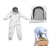 Beekeeping Clothing - Protective Ventilated Suit with Hood | Cotton Blend Full Body Equipment | Lightweight for Professional, Beginner, Men, Women Beekeepers, Apiary Use
