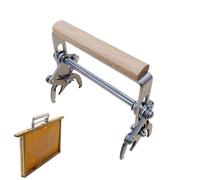 Beekeeping Frame Gripper - Anti Slip Stainless Steel Frame Lift Clamp, Wooden Handle Hive Tool, Durable Manual Bee Box Extractor | Honeycomb Removal Tool for Apiary Work Harvesting and Colony Care