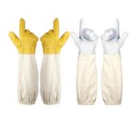 Beekeeping Gloves, 2 Pairs Goatskin Leather, Thickened Handbacks, Flexible Sturdy, Bee Suit Protection, White And Yellow Supplies