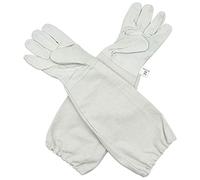 Beekeeping Gloves goatskin gloves A Pair of Sting Proof Cuffs Ventilated Sleeves Universal Model Beekeeper Gloves Leather Bee Tools (Large, White)