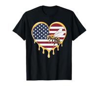 Beekeeping Heart American Flag Beekeeper Honeybee T-Shirt