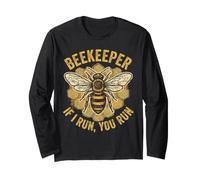 Beekeeping Men Vintage Bee Keeper Outfit If I Run You Run Long Sleeve T-Shirt