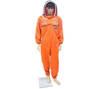 Beekeeping Suit,Ventilated Hood Bee Outfit Professional Fencing Veil Beekeeper Hat Sting Proof Zippers for Backyard,orange-155-173cm