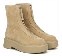 BeeLg Women's Platform Ankle Boots Chunky Chelsea Short Fall Booties Front Zipper Combat Leather Boot, Brown Suede, 5.5 UK