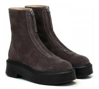 BeeLg Women's Platform Ankle Boots Chunky Chelsea Short Fall Booties Front Zipper Combat Leather Boot, Grey Suede, 6 UK