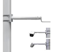 BeElion 11.8“ Bullet Camera Pole Mount Bracket, Steel Aluminum Security Camera Mount with Stainless Steel Clamps for Utility Pole Street Light Pole