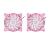 Beelooom 2pcs 12Cm Cooling Fan Aperture Inside and Outside Light Pink LED Silent High Wind Volume Computer RGB Cooling Fan