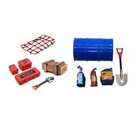 Beelooom 5Pcs Simulation Accessory Parts Model for Axial Scx10 Trx4 (Blue) & 6PC Simulated Decoration Suitcase Luggage Net Shovel