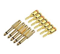 Beelooom 5x Gold Plated 6.35mm 1/4 Inch Male Mono Plug to Female 6.5mm Jack Audio Stereo Adapter Connector Plug Converter Sound Mixer & 5 Pairs Banana Plugs,Connectors