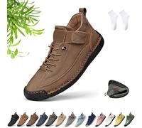 Beelovy Shoes for Men, Beelovy Handmade Leather Sneakers for Men & Women, Soft Comfort & Orthopedic Support Slip on Walking Loafers for Travel and Walk(Khaki,3.5 UK)