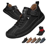 Beelovy Shoes for Men,Casual Slip On Loafers,Outdoor Hiking Shoes,Waterproof Barefoot Shoes,Soft Comfort,Orthopedic Support(Black,7.5 UK)