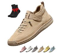 Beelovy Shoes for Men,Casual Slip On Loafers,Outdoor Hiking Shoes,Waterproof Barefoot Shoes,Soft Comfort,Orthopedic Support(Apricot,9.5 UK)