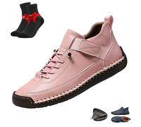 Beelovy Shoes for Men,EaseStep Leather Sneakers,Soft Comfort Orthopedic Slip On Driving Boots,Casual Slip On Loafers(Pink,8 UK)