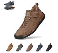 Beelovy Shoes for Men, EaseStep Leather Sneakers, Soft Comfort & Orthopedic Support, Slip on Lightweight Loafers, Handmade Ankle Boots for Driving and Walking (Dark Brown,15)