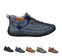 Beelovy Shoes for Men,New Adjustable Leather Sneakers Soft Comfort Orthopedic Support,for Fathers and Husbands(Blue,Us10)