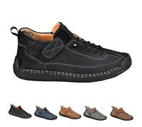 Beelovy Shoes for Men,New Adjustable Leather Sneakers Soft Comfort Orthopedic Support,for Fathers and Husbands(Black,Us9.5)