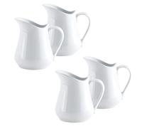 BEELUKY 4 PCS Small Milk Jug 80 ml White Ceramic Mini Milk Jug Creamer Jugs with Handle Milk Creamer Pitcher Small Gravy Jug Sauce Jug Porcelain for Coffee Milk Tea Creamer Sauces