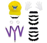 BEELUKY Mario and Luigi Costume Super Mario Costume Mario Costume Accessories Super Bros Costume Mario Luigi Costume Accessories Luigi Hat Moustache for Birthday Party Halloween Cosplay Carnival
