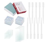 BEELUKY Pack of 50 Pre-Cleaned Microscope Slides (25.4 x 76.2 mm) and 200 Microscope Cover Glasses (20 x 20 mm) with Dropper Microscope Accessories for Laboratory Biology Study and Sample Preparation