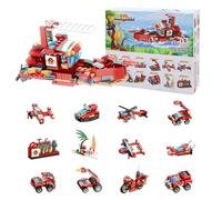 BEELUKY Party Bag Children's Birthday Mini Building Blocks 12 Pack Birthday Party Gifts Fire Engine Block Toy Set for 4-12 Years Girls and Boys