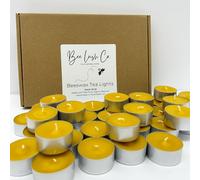 BeeLushCo Pack of 20 Pure Organic Beeswax Tea Lights Candles, Non-Toxic, 100% Natural Bees Wax, Cotton Wick, Eco Friendly, Allergen Safe, Handmade in The UK