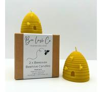BeeLushCo Pure Beeswax Candles, 2 x Bee Hive Candles, Handmade, 100% Organic Beeswax, Natural, Non Toxic, Long Burn Time, Smokeless Burn, Each Candle 4.7 x 4.7cm