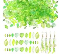 BEELYING 330Pcs Green Leaf Beads for Jewellery Making Transparent Leaves Pendant Charms Cute Spring Acrylic Beads for Bracelets Necklace Earrings DIY Crafts Accessories