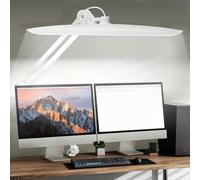 BeeMingle 20" LED Desk Lamp with Clamp, 24W CCT Adjustable Dimmable Nail Light for Desk, 120 LEDs Metal Swivel Arm Daylight for for Nail Tech Task Home Office Reading Architect Craft, White