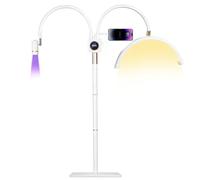 BeeMingle Half Moon Lash Light for Lash Tech, 3-in-1 Professional Esthetician Light with UV Lash Lamp & Phone Holder, Adjustable Height&Brightness for Tattoo,Nail Art,Skincare,Salon,Spa(White)