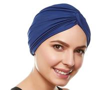 Beemo Polyester Twisted Pleated Turban Head Cover - Navy