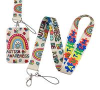 Beemorita Autism Awareness Lanyard with Card Holder Cute Rainbow Neck Lanyard Strap for Keys ID Holder Name Tag for Kids Teachers Teens Women Men (Be Kind)
