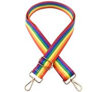 Beemorita Crossbody Purse Strap for Women Men, Replacement Bag Belt Strap for Purse Handbag Guitar Camera, Adjustable Canvas Wide Shoulder Strap with Golden Hooks, rainbow, 1.5*31.4(to 57.75) IN
