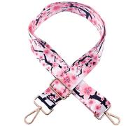 beemorita Pink Crossbody Purse Strap, Flower Replacement Bag Belt Strap for Purse Handbag Guitar Camera, Adjustable Canvas Wide Shoulder Strap for Women Girls, with Golden Hooks（Cherry Blossom）