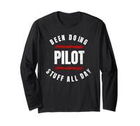 Been Doing Pilot Stuff All Day Distressed Funny Pilot Shirt Long Sleeve T-Shirt