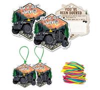 Been Ducked You've Card, Duck Duck Tags, Ducking Game Card, Rubber Duck for Tags, 6 Color Car Design, with Round Hole and Rubber Bands 50 PACK (Black)