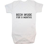 Been Inside for 9 Months Baby Bodysuit/Romper/Vest/T-Shirt - 0-3 Months - White