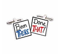 Been There Done That Cufflinks by Sonia Spencer, in Presentation Gift Box. Hand painted