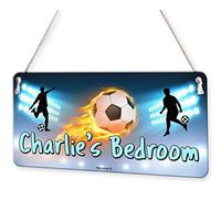 Beenanas Football Flaming Ball Personalised Childs Bedroom Door Sign Name Plaque